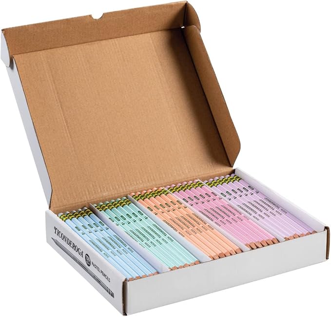 Ticonderoga Wood-Cased Pencils,Pre-Sharpened,2 HB Soft,Pastel Colors,150 Count (Pack of 6)