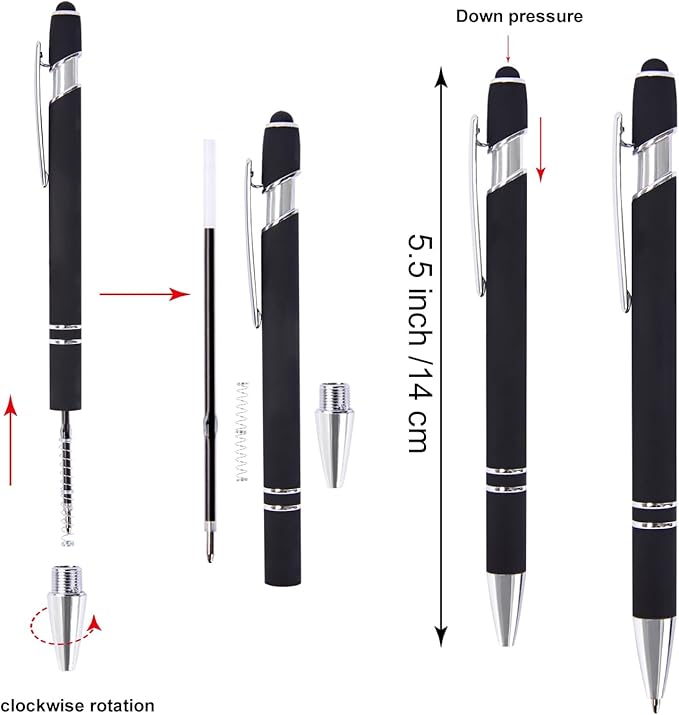 Gel Ink Pens, 12 Pcs, Fine Point, Smooth Writing, Screens & Touch Compatible, Black, Red & Blue, 0.7 mm, Gift & Office Accessory