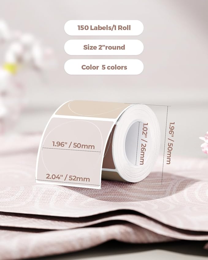 MUNBYN 2 Inch Thermal Labels Round, 2 Inch Thermal Label Stickers for Candle, Baking, 150 Sheets/1 Roll