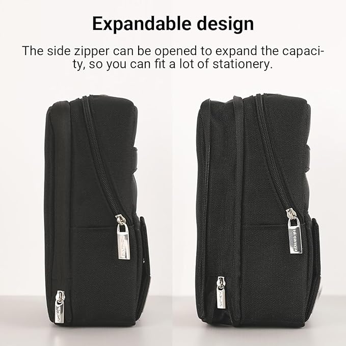 KOKUYO Pencil Case Pouch, Standing Pen Pouch Bag, Foldable Magnetic Stand up Phone Pencil Holder Organizer, Large Capacity Portable Pencil Box for School Office Supplies. (Mag Critz Neo - Black)