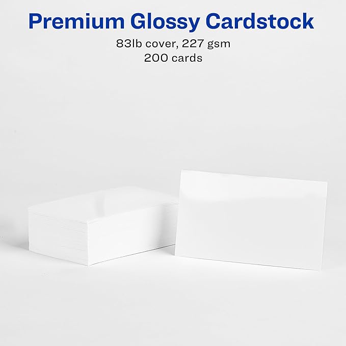 Avery Business Cards Clean Edge Glossy White | Sure Feed Technology | Printable | 2 x 3.5 Inch | 200 Cards, Pack of 5