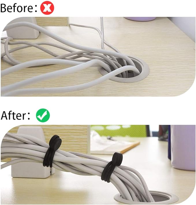 SMART&COOL Reusable Silicone Magnetic Cable Ties for Bundling and Organizing, Holding Stuff, Book Markers, Fridge Magnets, Assorted Color, 7.16'' (20-Pack, Black)