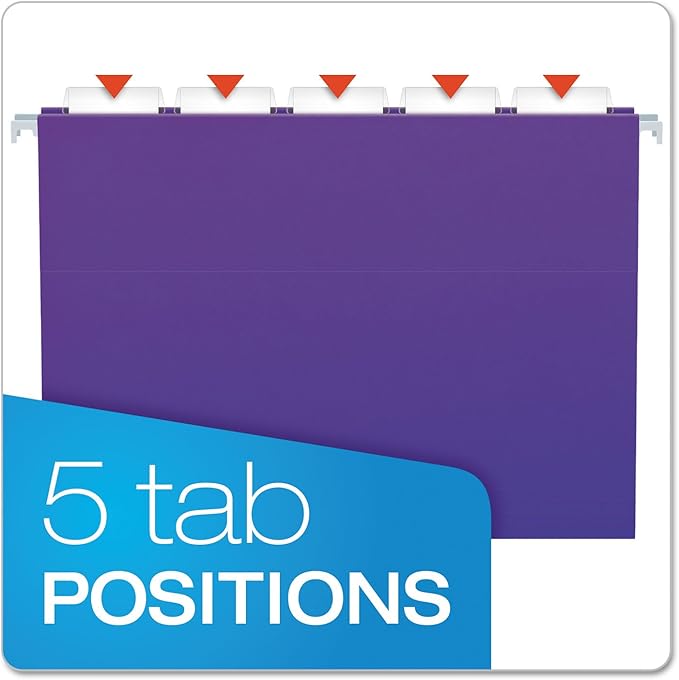 Pendaflex Recycled Hanging Folders, Letter Size, Violet, 1/5 Cut, 25/BX (81611)