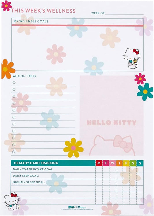 Erin Condren Hello Kitty Wellness Notepad. Notepad for Tracking Sleep, Nutrition, Activities, and General Health Tracking. 6" x 8.5". 25 Wellness Track/Record Sheets