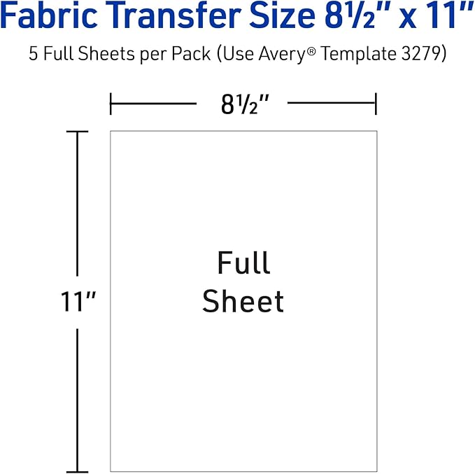 Avery Printable Heat Transfer Paper for Dark Fabrics, 8.5" x 11", Inkjet Printer Compatible, 30 Sheets of Iron On Transfer Paper Total (6-Pack of 3279)
