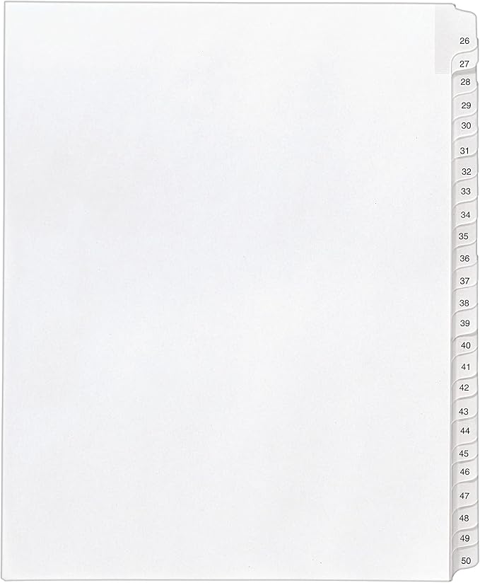Avery 26-50 Legal Exhibit Dividers for 3 Ring Binders, 25-Tab Set, Allstate Style, 1 Binder Divider Set (01702)