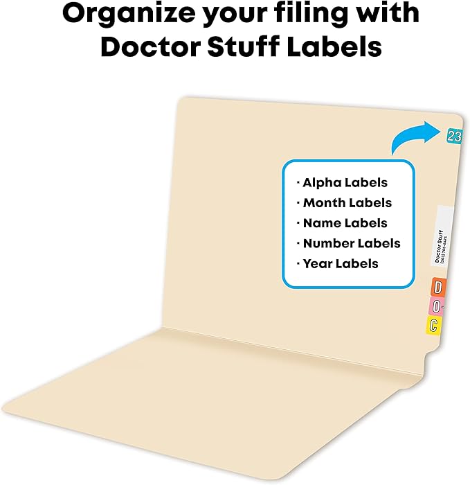 Medical File Folders, Doctor Stuff, 11 pt Manila Folders, Full Cut, 2 Ply, Letter Size, Reinforced End Tab Folders, Box of 100