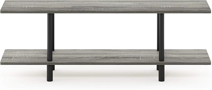 Furinno Turn-N-Tube 2-Tier Multipurpose Wide Shelf, French Oak Grey/Black