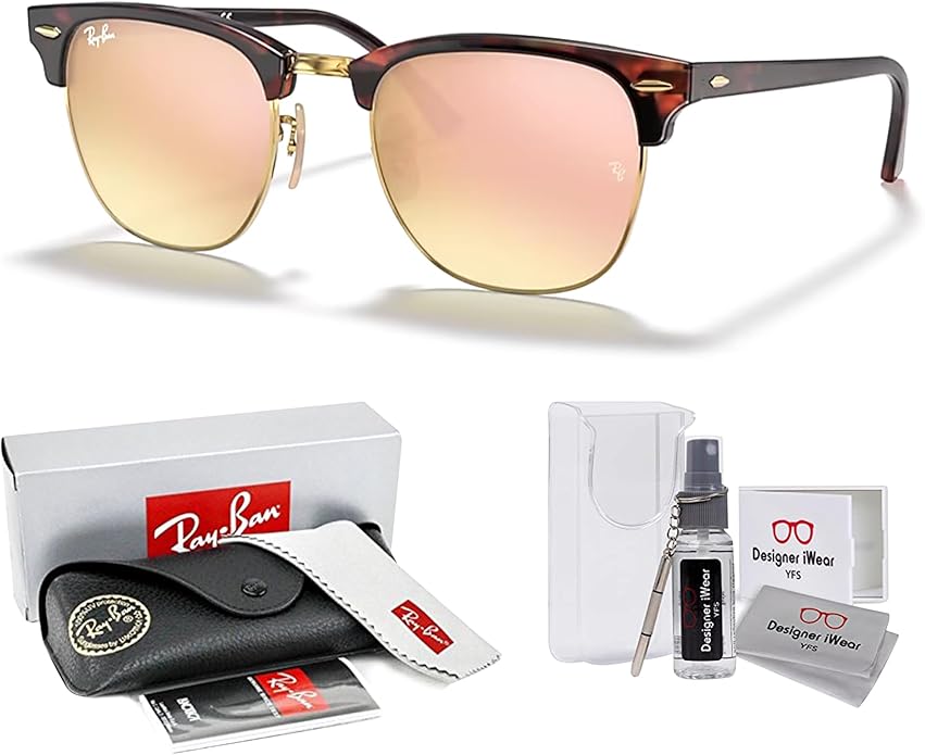 Ray-Ban RB3016 CLUBMASTER Sunglasses For Men For Women +BUNDLE with ACCESSORY EYEWEAR KIT