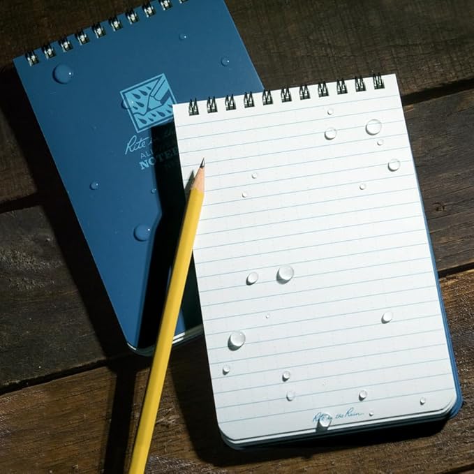 Rite In The Rain Weatherproof Top Spiral Notebook, 4" x 6", Blue Cover, Universal Pattern, 3 Pack (No. 246-3), 6 x 4 x 3.75