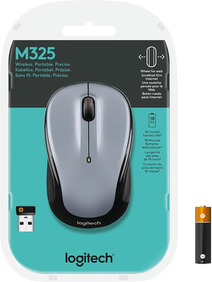 Logitech Wireless Mouse M325 with Designed-For-Web Scrolling - Light Silver