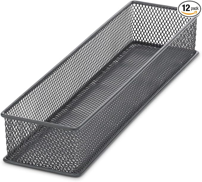 Whitmor Set of 12 Small Easy Clean Black Mesh Drawer Organizer