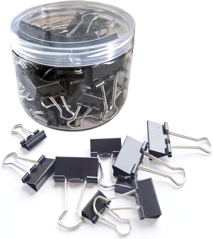 Binder Clips Paper Clamps Assorted Sizes 60 Count (Black), Large, Medium, Small and Micro, 4Sizes in One Pack, Meet Your Different Using Needs