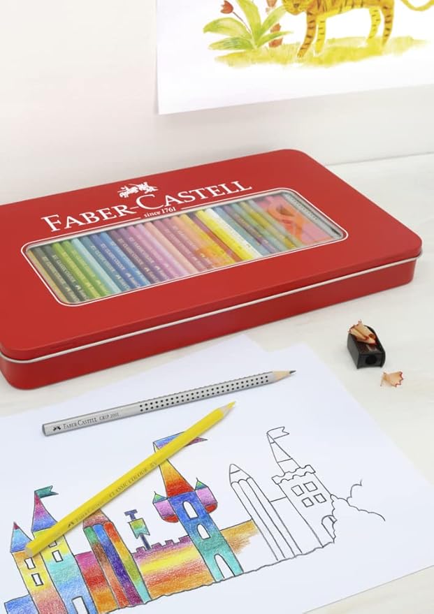 Faber-Castell Classic Colored Pencils Tin Set, 48 Vibrant Colors In Sturdy Metal Case