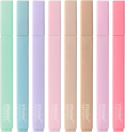 Vitoler Bible Highlighters Assorted Colors,8 Pack,Soft Chisel Tip,Highlighters Set for Aesthetic Office Supplies,Book Markers