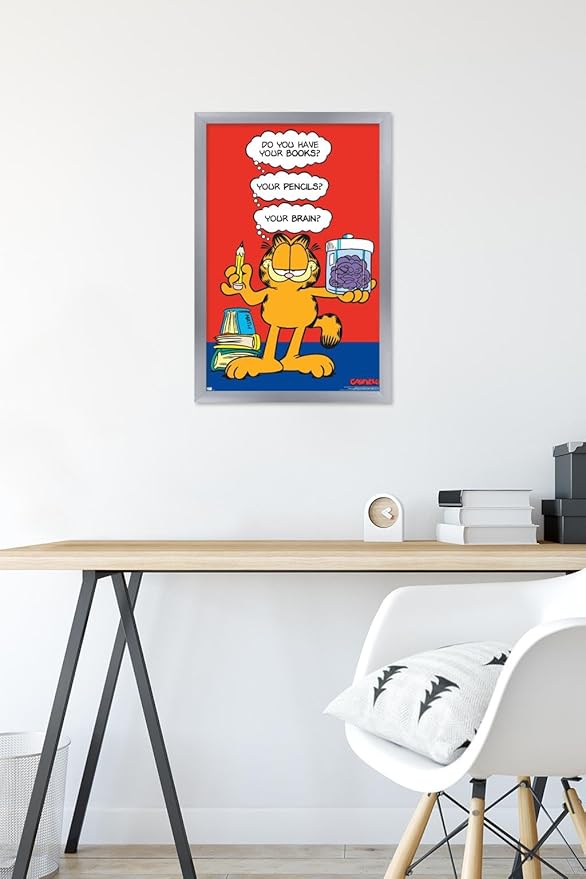Garfield - Brain Wall Poster, 22.4L" x 14.7W", Silver Framed Version