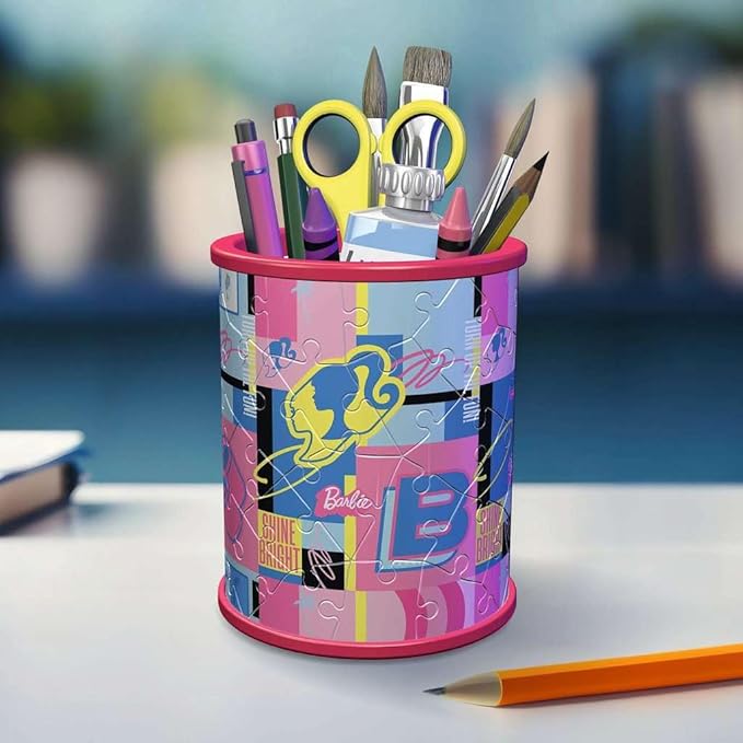 Ravensburger 3D Puzzle Utensilo Barbie 11585 Pen Holder for Barbie Fans from 6 Years, Desk Organiser for Adults and Children