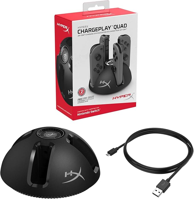 HyperX Chargeplay Quad - 4-in-1 Joy-Con Charging Station for Nintendo Switch with LED Indicators, USB Connection