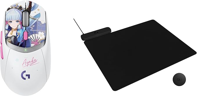 Logitech G309 Kamisato Ayaka Special Edition Lightspeed Wireless Gaming Mouse + Powerplay 2 Wireless Charging Mouse Pad Bundle