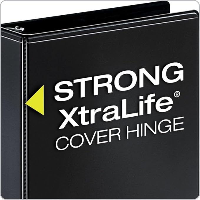 Cardinal 3 Ring Binder, Durable 1.5 Inch Performer ClearVue Binder, Round Rings, 350-Sheet Capacity, Customizable ClearVue Covers, PVC-Free, Black (67325) (Pack of 12)