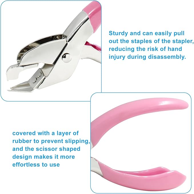 Waziaqoc 2 PCS Staple Removers, Office Staple Remover Tool for Office Heavy Hand Staple Pin Pull(Pink, Blue)
