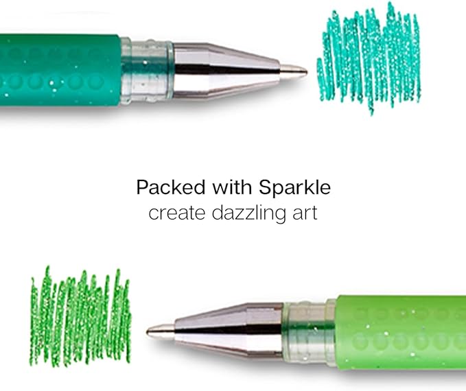 KINGART Green Tones Rollerball Gel Pens, Set of 24 Colors, XL Ink Cartridge - More Ink, All Ages, Writing, Coloring, Doodling, Scrapbooking, Journaling & More