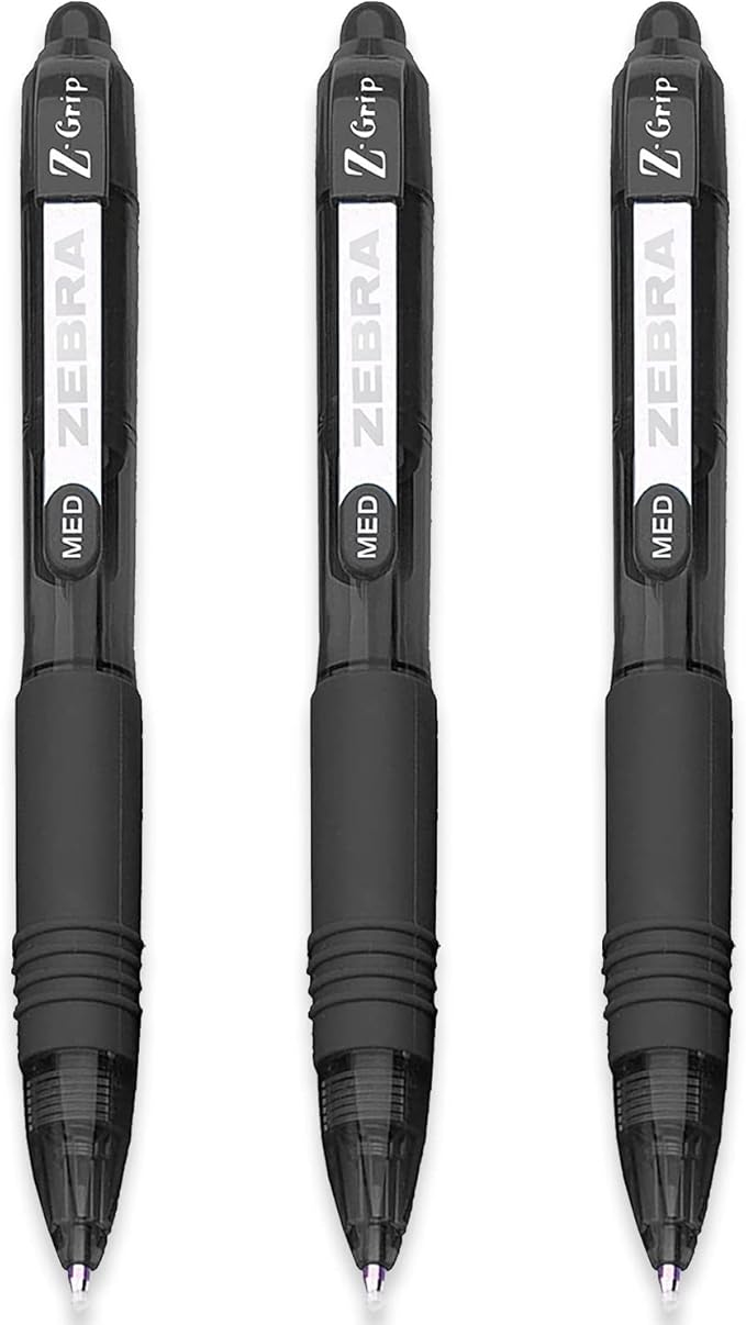 Zebra Z-Grip Smooth Mini Retractable Ballpoint Pens - 1.0mm - Black - Pack of 3
