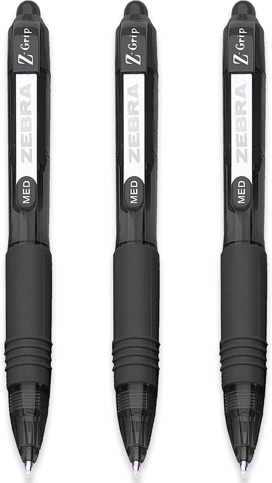 Zebra Z-Grip Smooth Mini Retractable Ballpoint Pens - 1.0mm - Black - Pack of 3