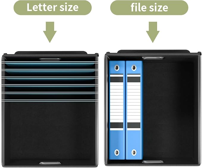 Huolewa File Organizer Boxes with Lids, Linen Hanging Filing & Storage Box with Plastic Slide for Office/Decor/Home, Universal Hanging Filing Organization Box for Letter/Legal Folder