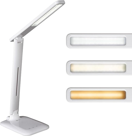 OttLite Slimline LED Desk Lamp – Touch Activated Controls, 3 Brightness Settings, ClearSun LED, Modern Design for Work, Office, or Dorm