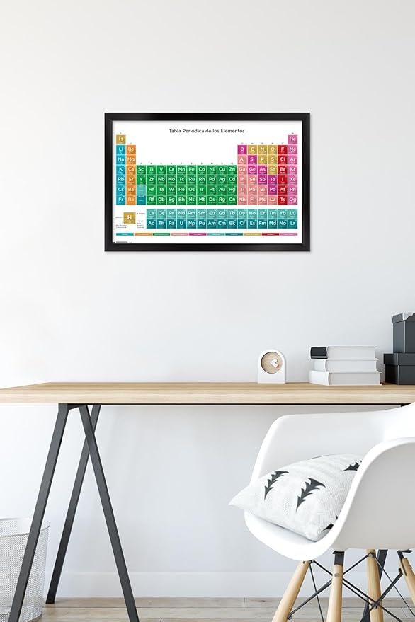 Trends International Periodic Table Of Elements - Spanish Wall Poster, 14.725" x 22.375", Black Framed Version