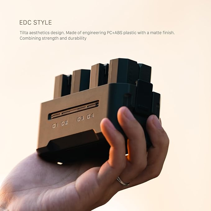 Tilta NP-FZ100 4-Slot Charging Station Compatible with Sony NP-FZ100 | 4-Slot Fast USB-C Charger | Status Indicators | Portable EDC Battery Kit | 2 Batteries | Green