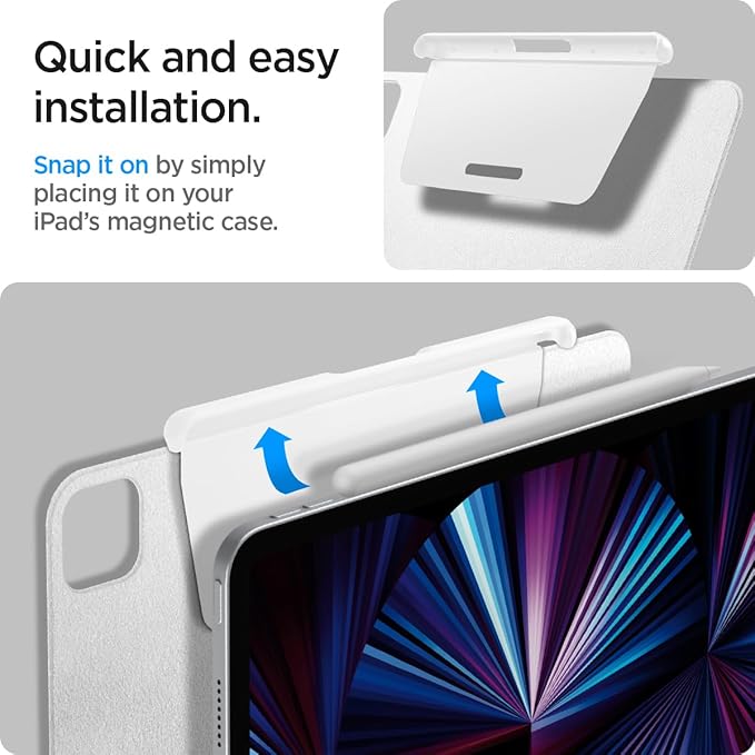 Spigen for Apple Pencil Pro Holder, 2nd Gen, Lenovo Yoga Pen, Galaxy S Pen, Compatible with Magic Keyboard, Smart Keyboard, Smart Folio, Remarkable 2 and Other Magnetic iPad Cases, White