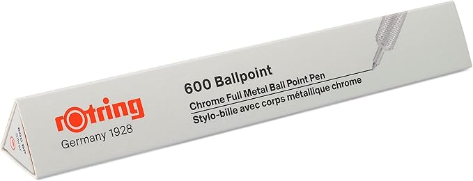 rOtring 600 Ballpoint Pen, Medium Point, Black Ink, Silver Barrel, Refillable