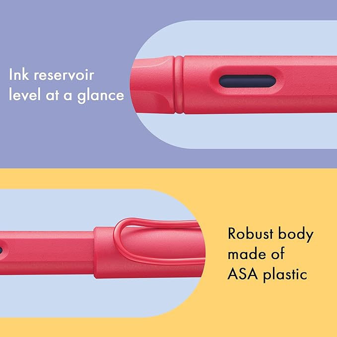 LAMY safari sunset - Fountain Pen with ergonomic grip & polished steel nib in size M - ideal for any Writing & Calligraphy - including LAMY T 10 blue cartridge - Right-Handed
