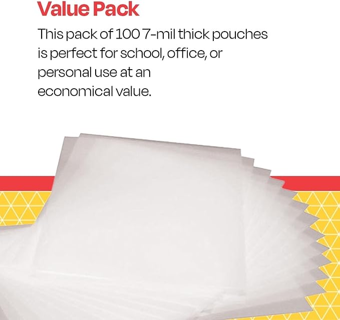 School Smart Laminating Pouches, 2-1/2 x 3 1/2 Inches, 7 mil Thick, Pack of 100