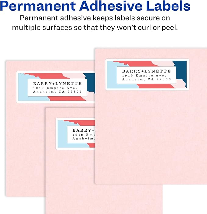 Avery Glossy Clear Address Labels, Sure Feed Technology, Laser/Inkjet, 1" x 2-5/8", 300 Labels, 5 Packs (6521)