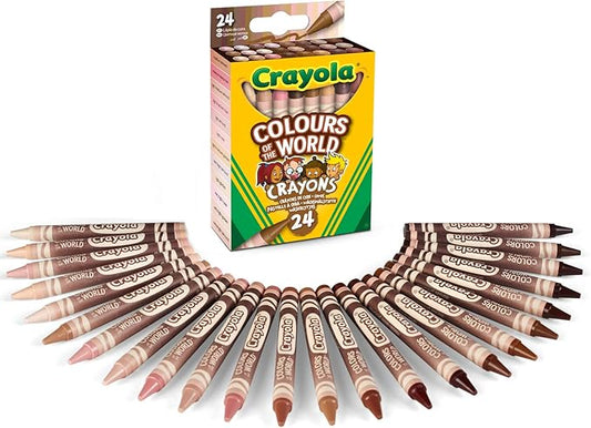 CRAYOLA Colours of the World Wax Colouring Crayons - Assorted Colours (Pack of 24) | Colours That Represent Skin Tones from Around the World | Ideal for Kids Aged 3+