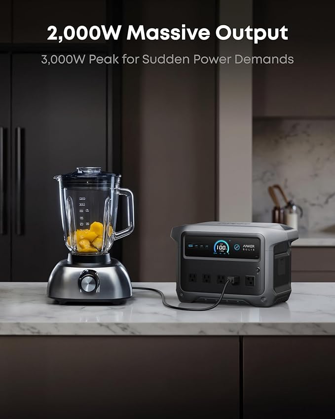 Anker SOLIX C1000 Gen 2 Portable Power Station with 400W Solar Panel, 2,000W (Peak 3,000W) Solar Generator, Full Charge in 49 Min, 1,024Wh LiFePO4 Battery for Home Backup, Power Outages, and Camping