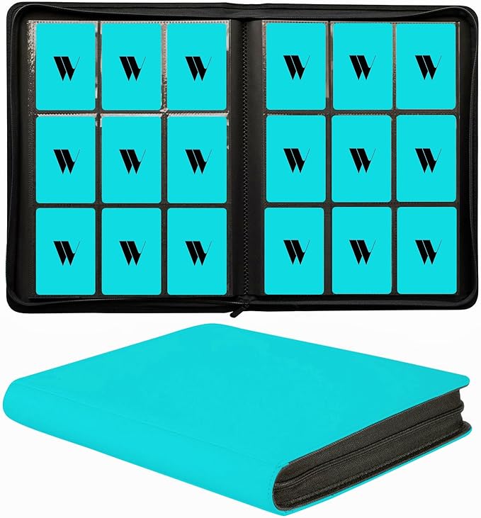 Premium 9-Pocket Zippered Trading Card Binder, 540 Pockets Double-Sided Side-Loading Card Organizer Album, PU Leather Card Holder Protector for MTG, TCG, Sports Cards Teal