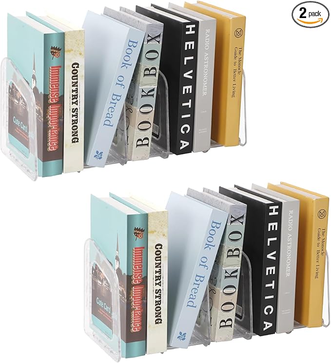 6 Pack Acrylic Magazine File Holders, Clear Desk Organizer and Storage Bins Holding Clear Bookend File Sorter, Desktop File Organizer, Magazine Holder Rack for Classroom, Home, and Office