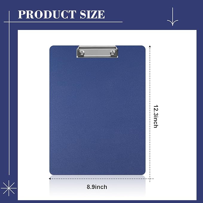 Geyoga 6 Pcs Plastic Clipboards with Low Profile Metal Clip, 12.3 x 8.9 Inch Hangable Low Profile Clipboard Standard A4 Letter Size for Nurse Office Clerk School Students Restaurant (Morandi Color)