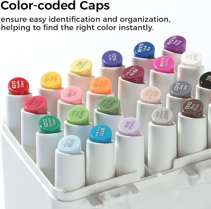Ohuhu Alcohol Markers - Double Tipped Art Marker Set for Artists Adult Coloring - Alcohol-based Refillable Ink - 24 Basic Colors - Slim Broad & Fine Dual Tips - Kaala Markers Pen Gift