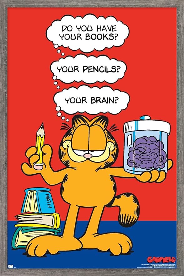 Garfield - Brain Wall Poster, 22.4L" x 14.7W", Barnwood Framed Version