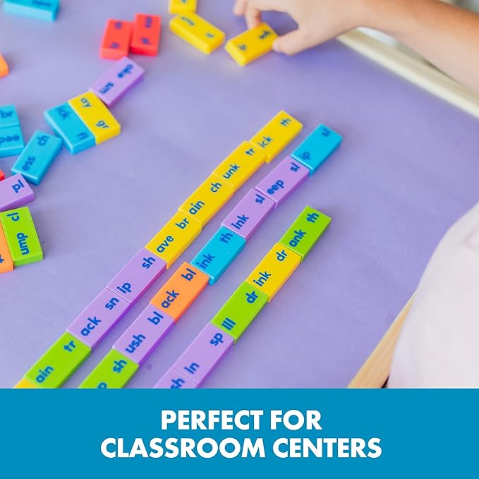 Educational Insights Phonics Dominoes Blends & Digraphs - First Grade Classroom Must Haves, Elementary Literacy Materials for Centers or Homeschool, Phonics Games, Learning to Read for Kids Ages 6+