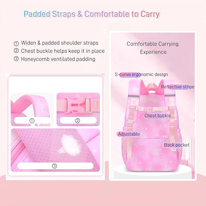 Backpack for Girls Cute Bow Kids Backpack for Elementary School Students Bookbag Middle School Bags for Girls Travel Back Pack, Dreamy Blue