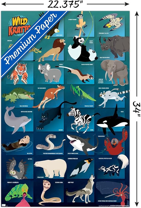 Wild Kratts - Grid Wall Poster, 34L" x 22.4W", Premium Unframed Version