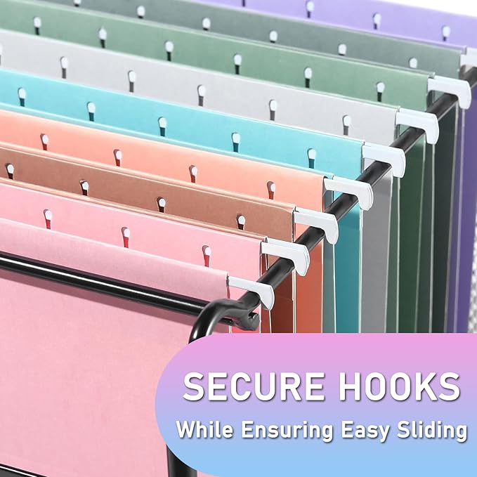 50pcs Hanging File Folders,Decorative Hanging Folder,Letter Size with 1/5-Cut Adjustable Tab Durable 10 Color Assorted for Filing Cabinet Drawer Desk Office Home