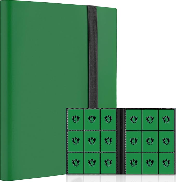 Premium Card Binder 9 Pocket, Premium Card Book for 360 Cards, Sturdy Card Album for Collectible Cards, Side-Loading Card Collection Folder for TCG, Other Game Cards, Sport Cards，Green