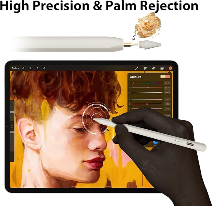 Stylus Pen for iPad, 5Mins Fast Charging Apple iPad Pencil with Palm Rejection, Tilt Sensitivity, Work for 2018-2023 iPad Air 3/4/5, iPad Mini 5/6, iPad 6-10, iPad Pro 11", iPad Pro 12.9" 3-6